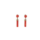 14K VINTAGE DANGLE/DROP CORAL EARRINGS